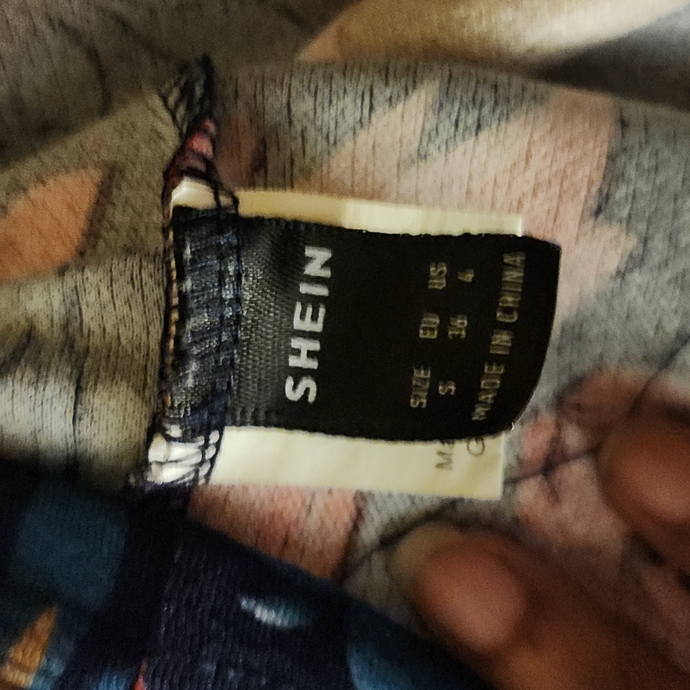 Floral Print, Self-Tie Sash, Mini Dress, Small, Navy - Picture 8 of 8